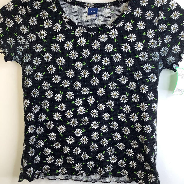 Size 8: Old Navy Black White Flowers T-Shirt