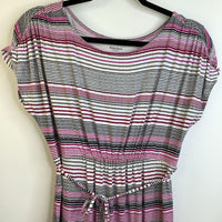 Size S: Motherhood White Pink/Black Striped T-Shirt
