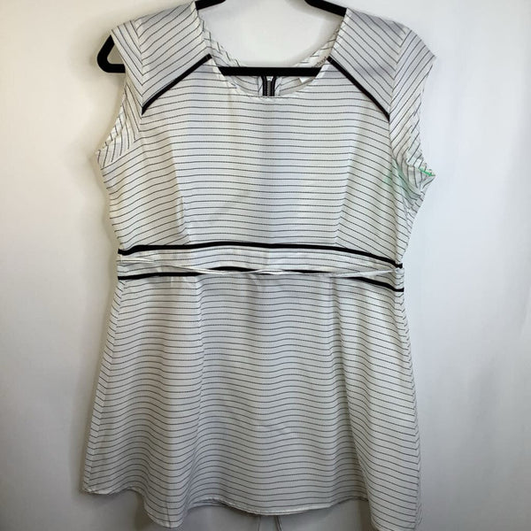 Size S: Motherhood White Black Stripes Cap Sleeve T-Shirt