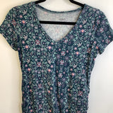 Size XS: Motherhood Blue Floral Print T-Shirt