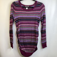 Size S: Motherhood Pink Blue/Black Stripes Long Sleeve T-Shirt