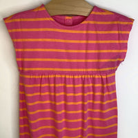 Size 18-24m: Primary Pink Orange Stripes Cap Sleeve Romper