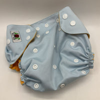 Size OS: Bum Joy Sky Blue Fleece lined Snap Adjustable Diaper Cover