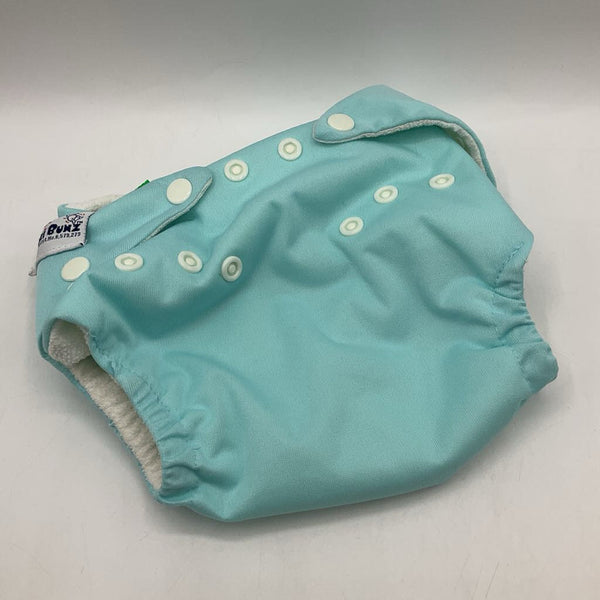 Size S: FuzziBunz Turquoise Blue Fleece lined Snap Adjustable Diaper Cover