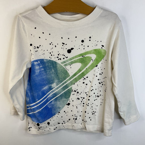 Size 3 (90): Hanna Andersson White Green/Blue Planet Long Sleeve T