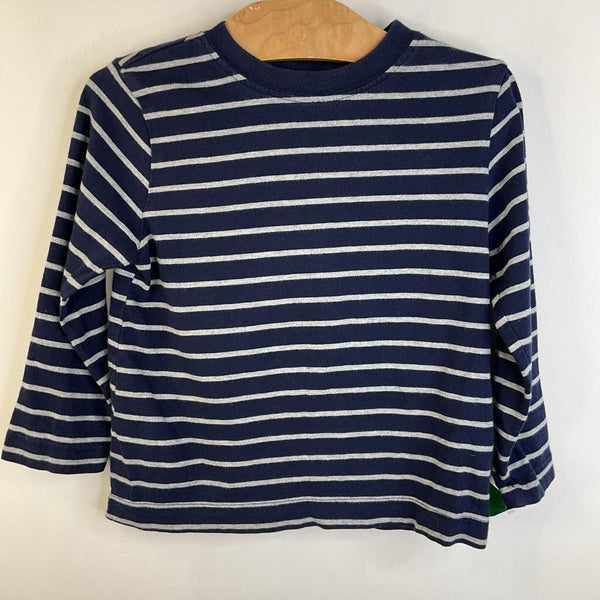 Size 3 (90): Hanna Andersson Navy Blue & Grey Striped Long Sleeve T
