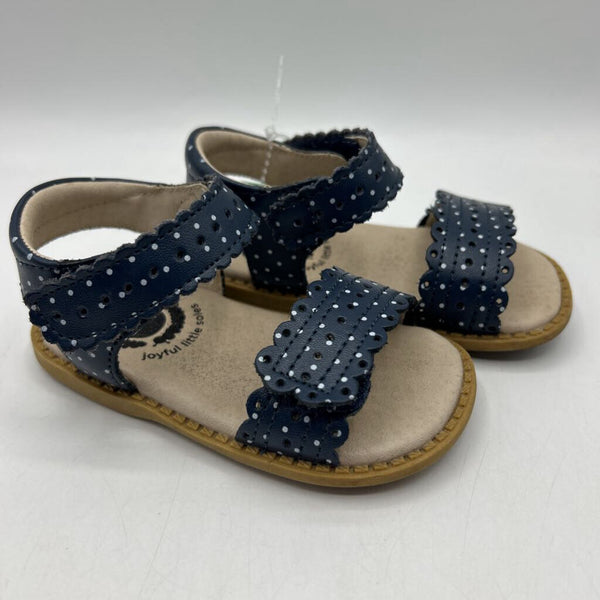 Size 5: Livie & Luca Navy Blue White Polk-a-Dot Velcro Sandals
