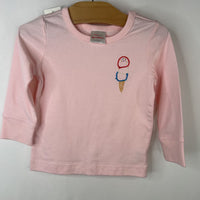 Size 2 (85): Hanna Andersson Light Pink Embroidered Ice Cream Cone Long Sleeve NEW w/ Tag