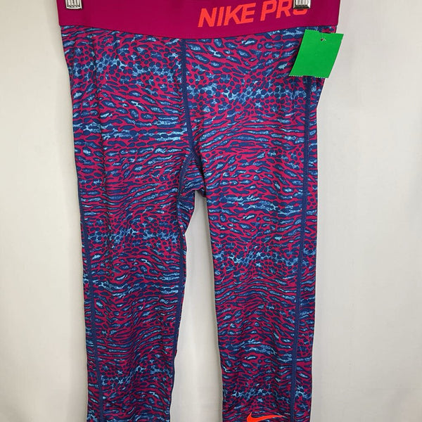 Size 10-12: Nike Dri-Fit Magenta/Indigo Cheeta Prink Capri Leggings