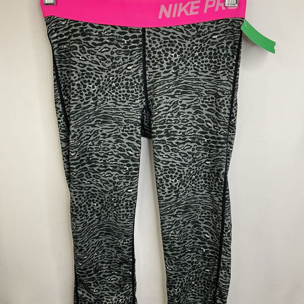 Size 10-12: Nike Dri-Fit Black/Grey Cheeta Prink Capri Leggings