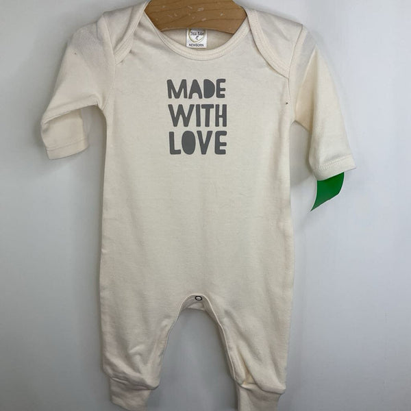 Size NB: Tesa Babe Cream 'Made With Love' Long Sleeve Long Romper