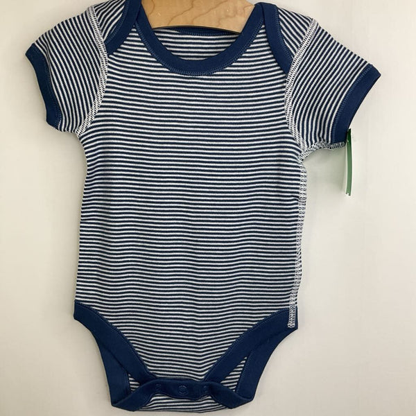 Size 3-6m: M&S Blue & White Striped Short Sleeve Onesie