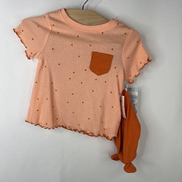 Size 18m: Cat & Jack Peach & Orange T-Shirt & Bloomers w/ Headband Set NEW w/ Tag