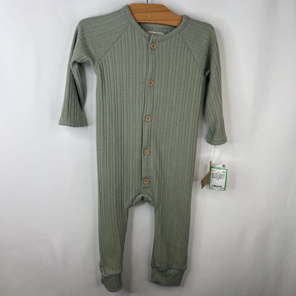 Size 18m: Grayson Sage Green Button-up Long Sleeve Romper NEW w/ Tag