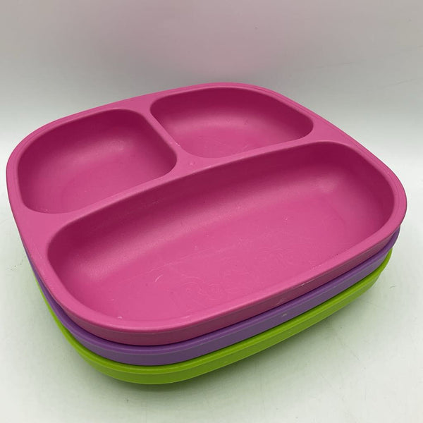 Pastel Pink, Green, Purple Divided Plates 3pc