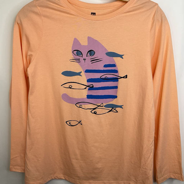 Size 14: Tea Collection Light Orange Lilac Cat Long Sleeve T NEW w/ Tag
