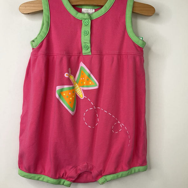 Size 18-24m (80): Hanna Andersson Pink & Green Butterfly Tank Short Romper