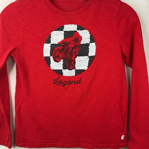 Size 8: Gap Red Sequin Motor Bike Patch Long Sleeve T