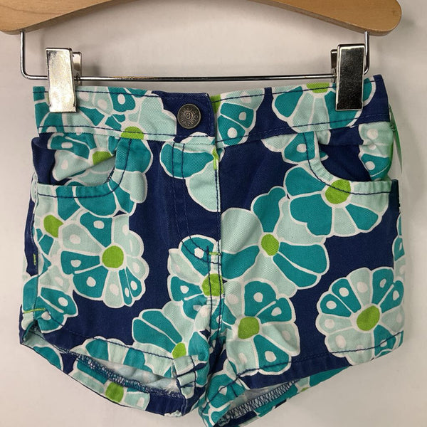 Size 18-24m: Crazy 8 Blue/Teal/Turquoise Floral Demin Shorts