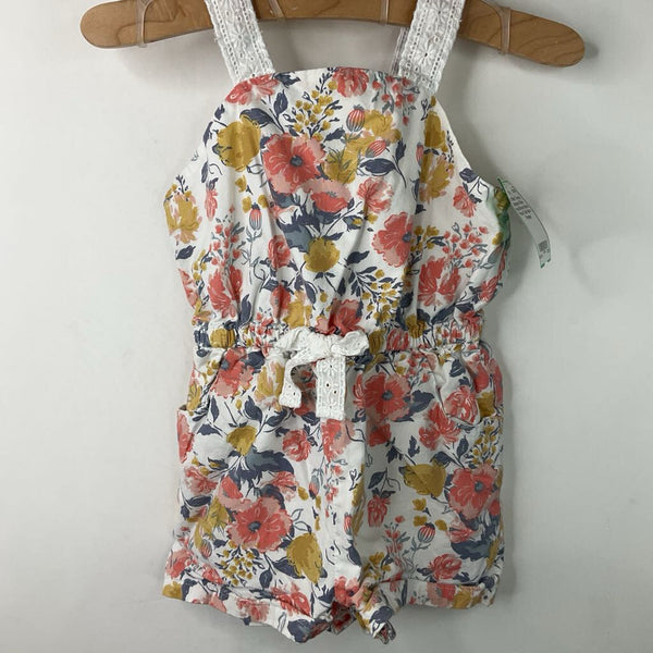 Size 18m: Tommy Bahama White Peach/Grey/Yellow Floral Tank Short Romper