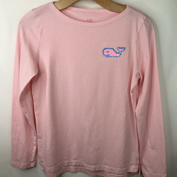 Size 16: Vineyard Vines Light Pink Sequin Whale Long Sleeve T