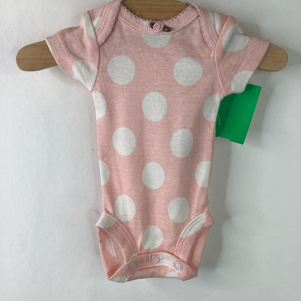 Size Preemie: Carter's Pink White Polk-a-Dot Short Sleeve Onesie