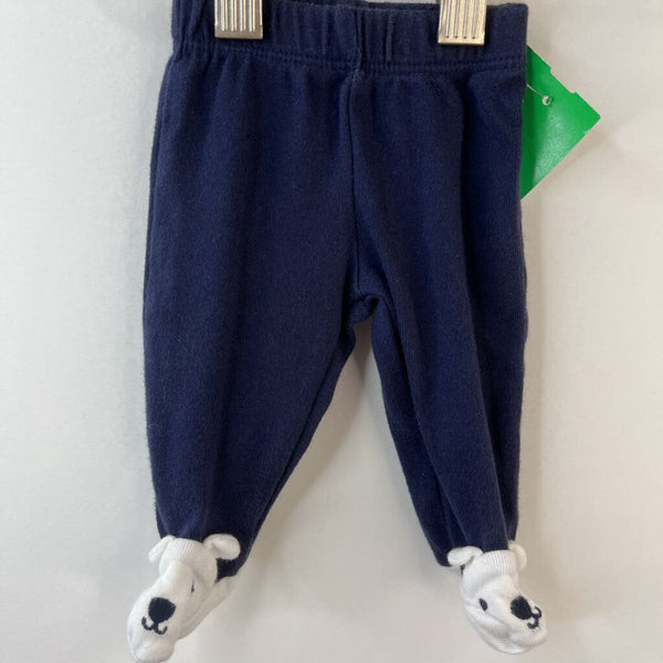 Size Preemie: Carter's Navy Blue Polar Bear Footed Leggings