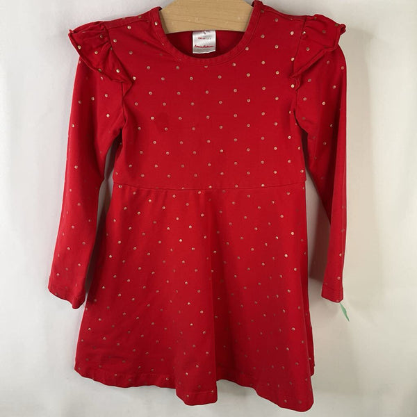 Size 4 (100): Hanna Andersson Red Gold Polk-a-Dots Long Sleeve Dress REDUCED