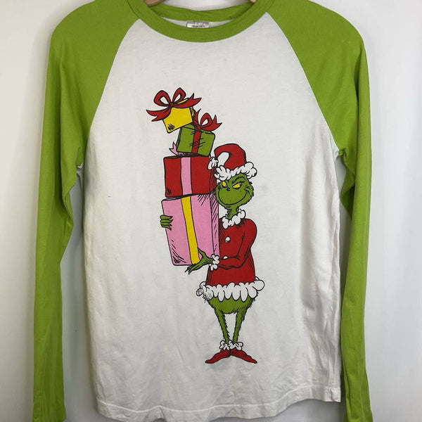 Size 12: Hanna Andersson Dr Seuss Green & White Grinch Long Sleeve Baseball T