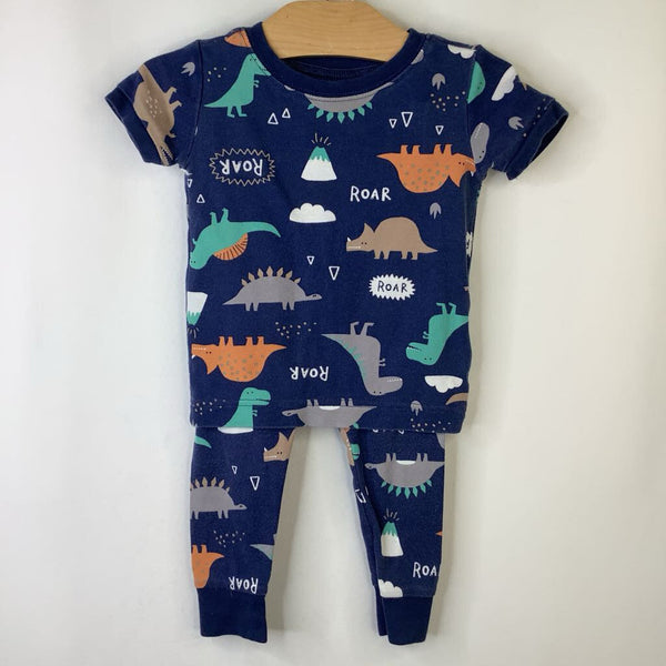 Size 18-24m: Old Navy Blue Dinosaurs Short Sleeve Long 2pc PJS