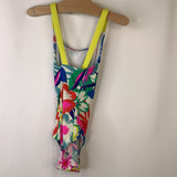 Size 5-6: Mini Boden Red Teal Floral Print1pc Swimsuit