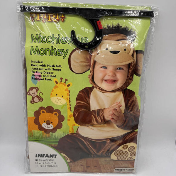Size 0-6m: Spirit Mischievous Monkey Costume -NEW