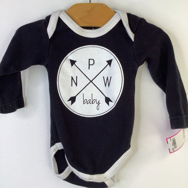 Size 0-3m: City Mouse Black White Compass Long Sleeve Onesie