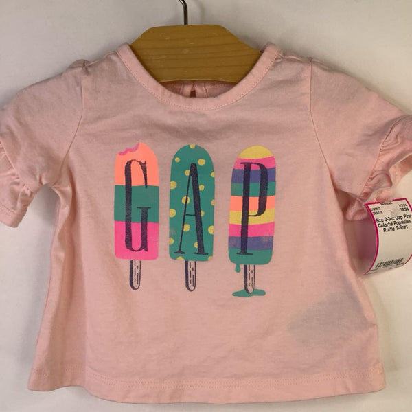 Size 0-3m: Gap Pink Colorful Popsicles Ruffle T-Shirt