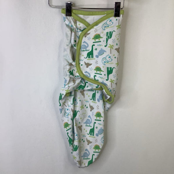 Size S: Swaddle Me White/Green Dinosaurs Swaddle Sleepsack