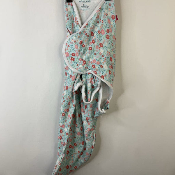 Size 0-3m: Aden + Anais Light Blue/Colorful Floral Pattern Swaddle