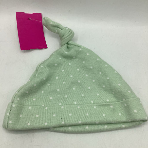 Size NB: Green Polk-a-Dot Baby Hat