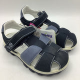 Size 11: Primigi Two-Tone Blue Leather Velcro Sandals NEW