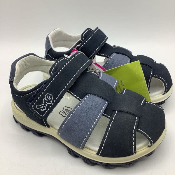 Size 8.5: Primigi Two-Tone Blue Leather Velcro Sandals NEW