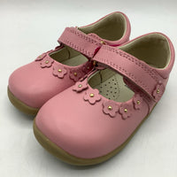 Size 5: Bobux Leather Pink Flower Velcro Mary Jean Shoes NEW