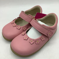 Size 6: Bobux Leather Pink Flower Velcro Mary Jean Shoes NEW