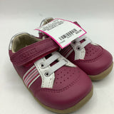 Size 2.5: Bobux Leather Rose Pink Silver/White Velcro Sneakers NEW