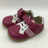 Size 2.5: Bobux Leather Rose Pink Silver/White Velcro Sneakers NEW