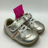 Size 3.5: Bobux Leather Molten Gold/White Velcro Sneakers NEW