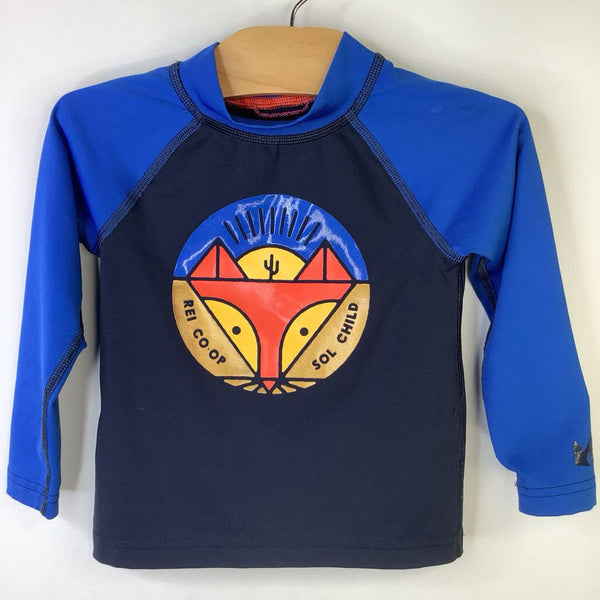 Size 2: REI Two-Tone Blue Fox Sunset Long Sleeve Swim Shirt