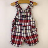 Size 9m: Osh Kosh B'Gosh Red/Navy/White Plaid Short Overalls