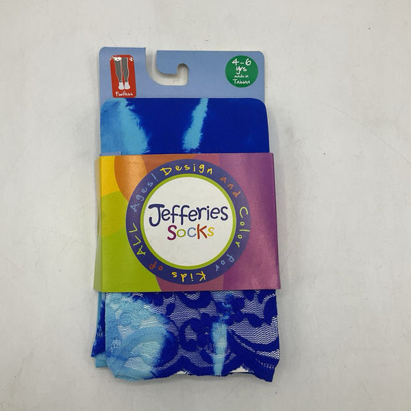 Size 4-6: Jefferies Socks Two-Tone Blue Marbled Footless Tights NEW