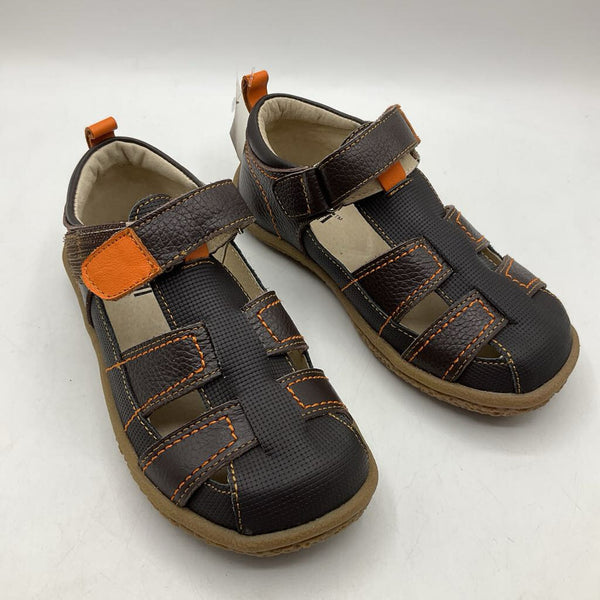 Size 12: Kai Brown Orange Stitching Closed Toe Velcro Sandals NEW
