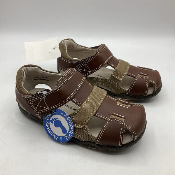 Size 11: Pediped Brown Grip 'n' Go Joshua Brown Closed Toe Velcro Sandals NEW