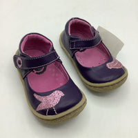 Size 5: Livie Luca Purple Bird Velcro Mary Jane Shoes NEW